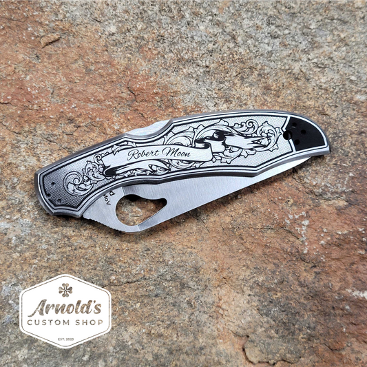 CUSTOM NAME in Banner, Custom Engraved Folding Knife