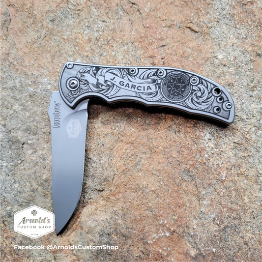 CUSTOM EMBLEM / BADGE / PATCH, Custom Engraved Folding Knife