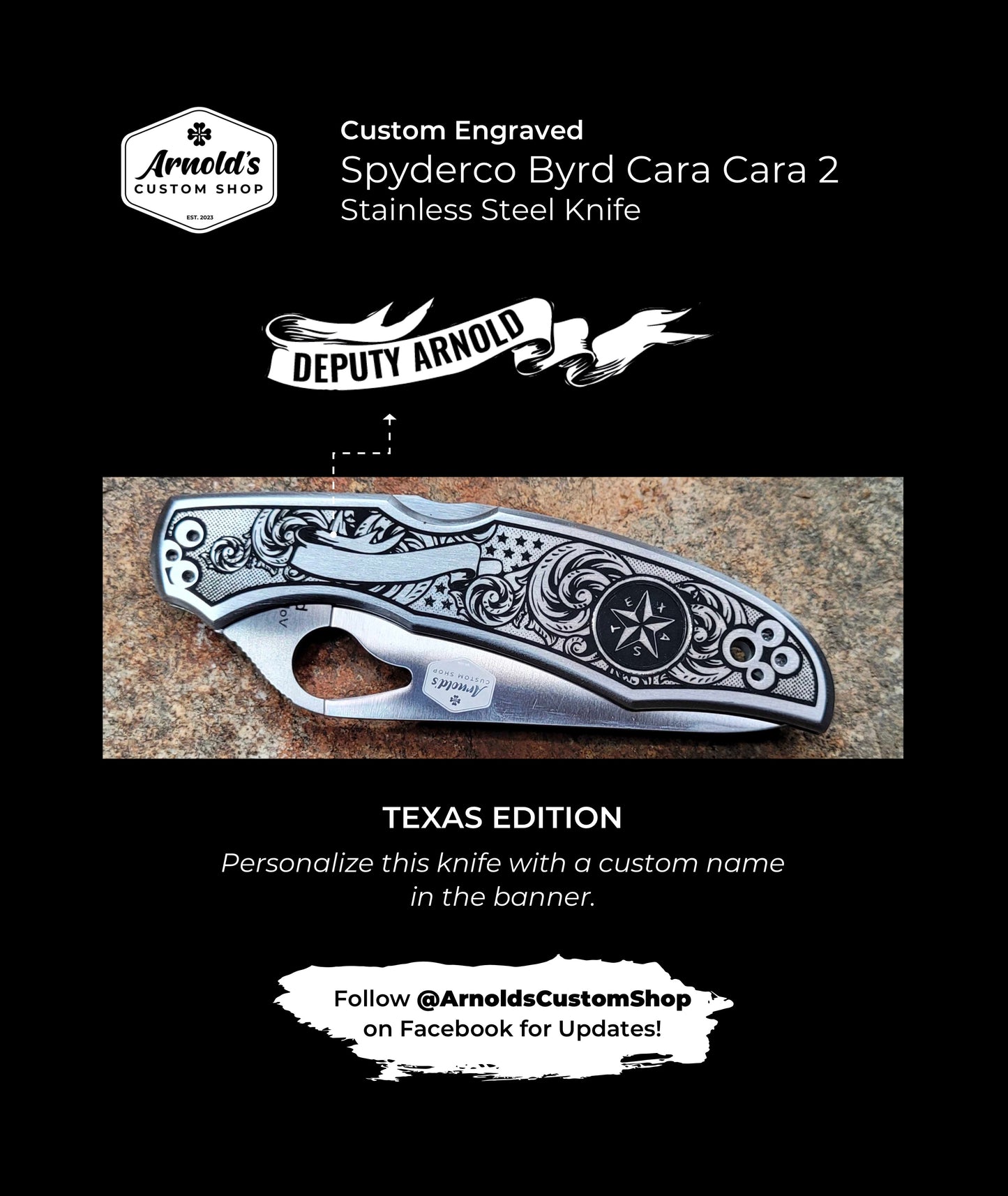 TEXAS EDITION, Custom Engraved Folding Knife